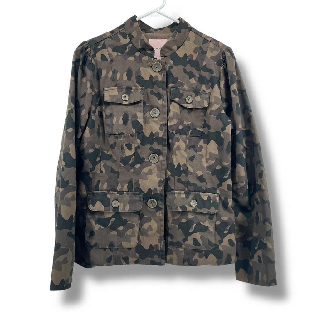 Sequin Hearts Camo Military Style Jacket Women's Size M Cotton